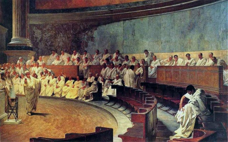 Ciceron conjura Catilina (Cesare Maccari 1880)