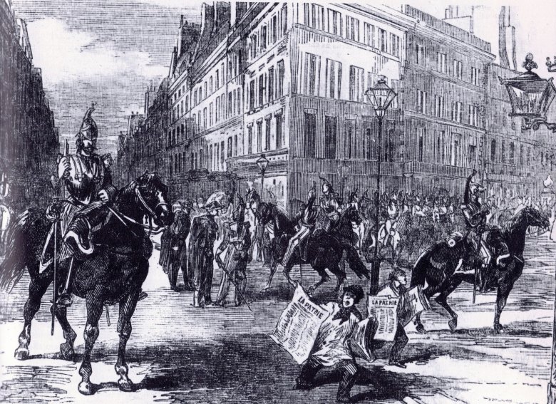 Cavalariá d'Allonville per carrièras de París durant l'autocòp d'estat de Napolen III