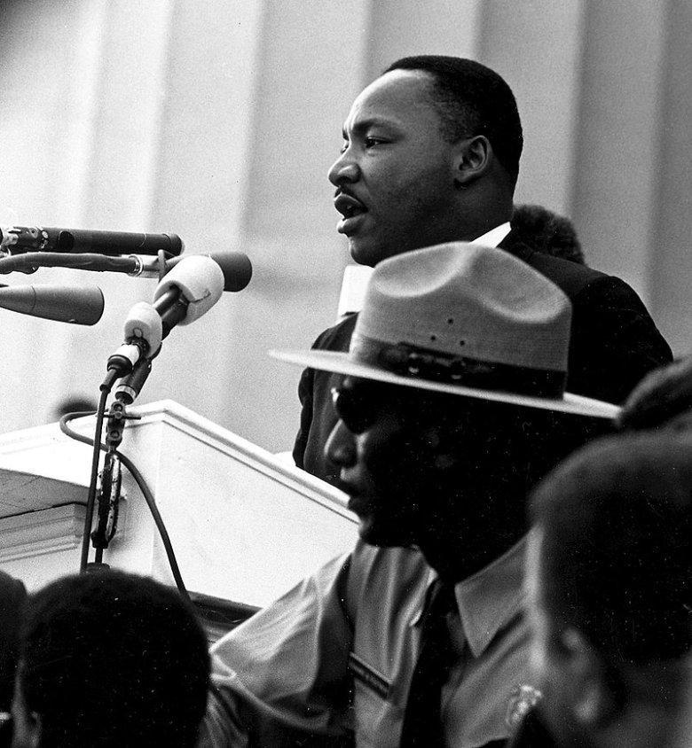 Martin Luther King, lo jorn de son ben conegut discors "I have a dream" (fau un pantais)